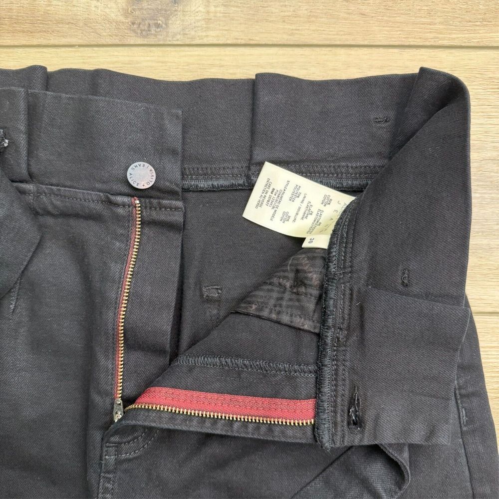 Alice & Olivia Black Denim Paperbag High Rise Mini Skirt‎ Belted Womens size 30 - Picture 4 of 12